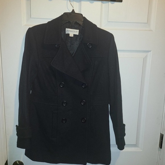 Pendleton 100% Merino Wool Pea Coat, Black Size Small - Picture 1 of 5